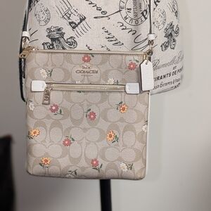 Coach Mini Rowan File Bag In Signature Canvas With Nostalgic Ditsty Print